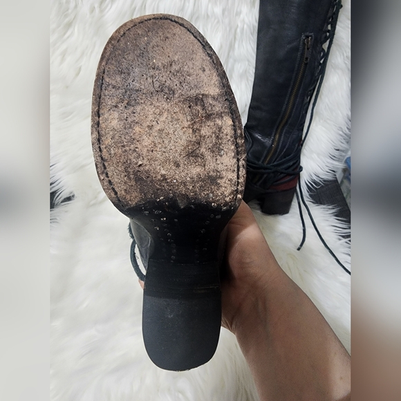 Freebird Coal Black and Red Lace-Up Boots - Picture 6 of 7